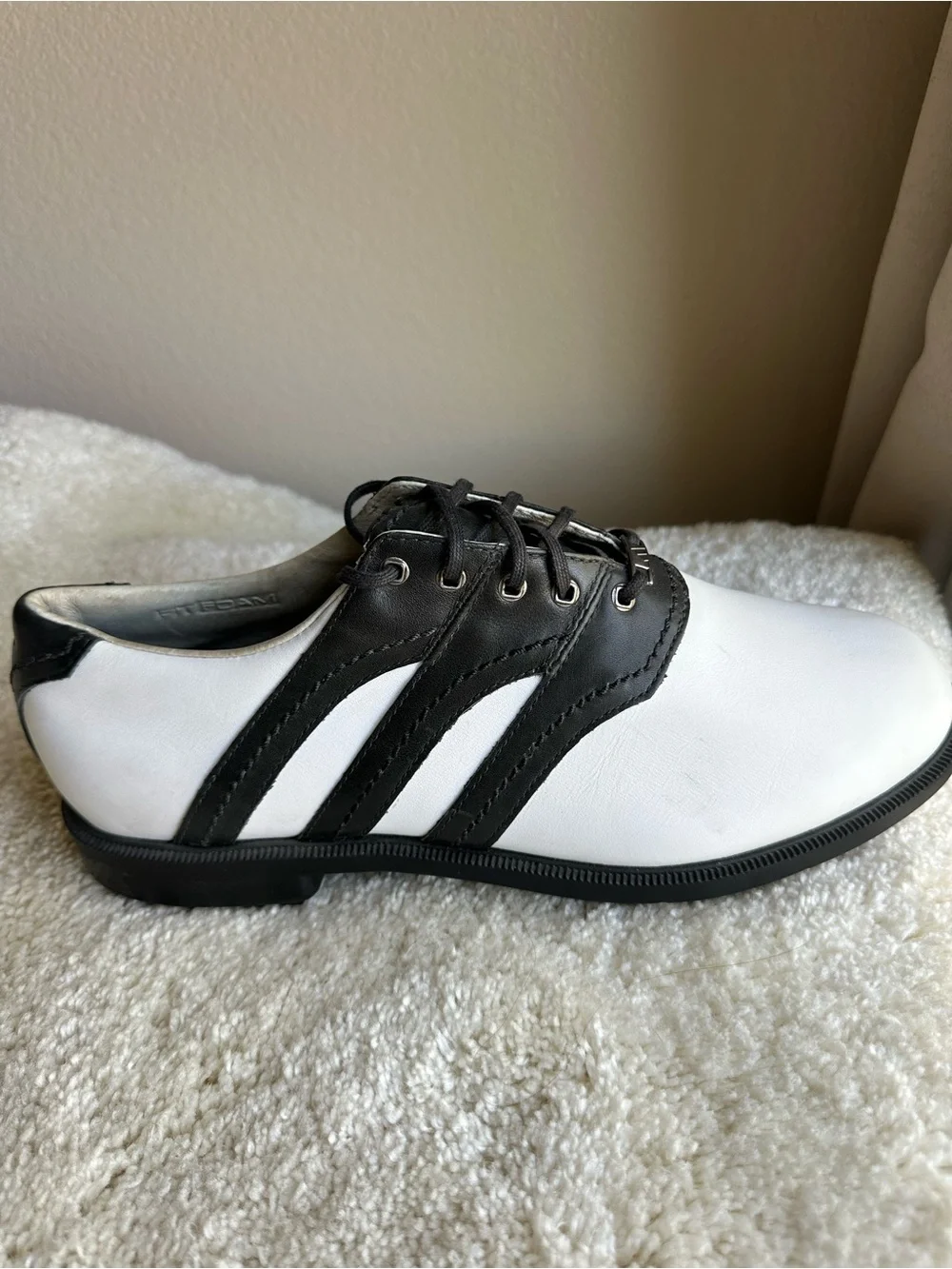 Vintage Adidas Z-Traxion Leather Golf Shoes Men's Size 9 White Black 118839
